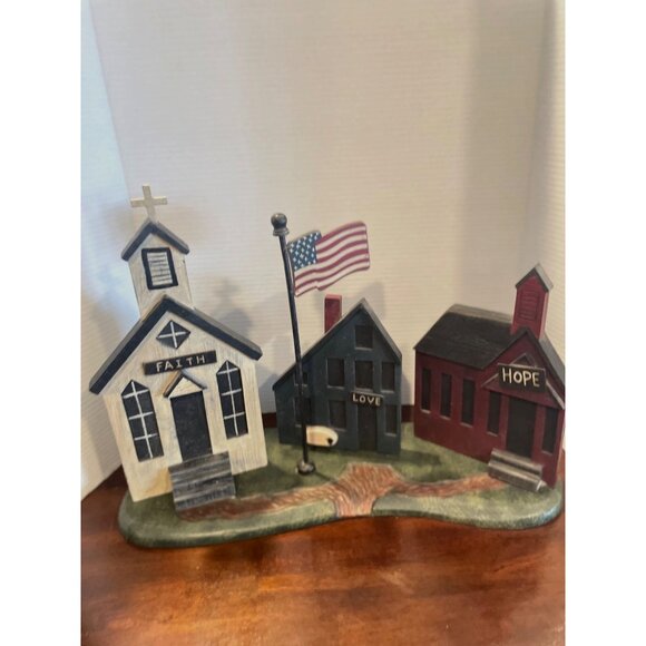 Unique Primitive Wooden Town Buildings with Faith, Hope, Love theme - Picture 9 of 12